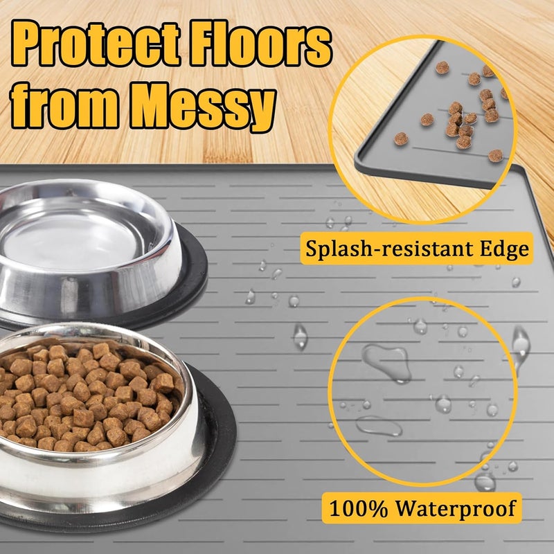 Gold Leaf 1.5MM Super Thick Dog Food Mat, 40"x30" Silicone Dog and Cat Mats for Food and Water Bowls, Waterproof Pet Feeding Mat for Contain Spills Protects Floors, Multiple Colors & Sizes for Pets, Black - Image 5